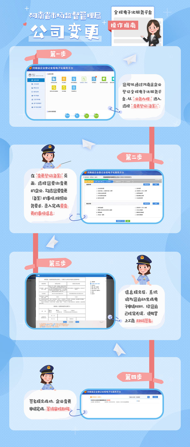 鄭州公司變更網上流程
